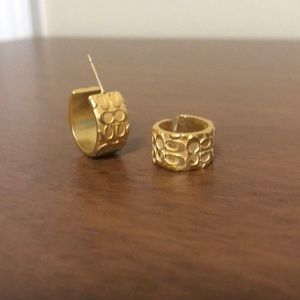 Coach, gold cuff earrings, 1 earring needs work!!